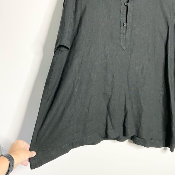 Eskandar charcoal linen lagenlook wide sleeve trapeze tunic top oversized size 1 - Picture 10 of 10